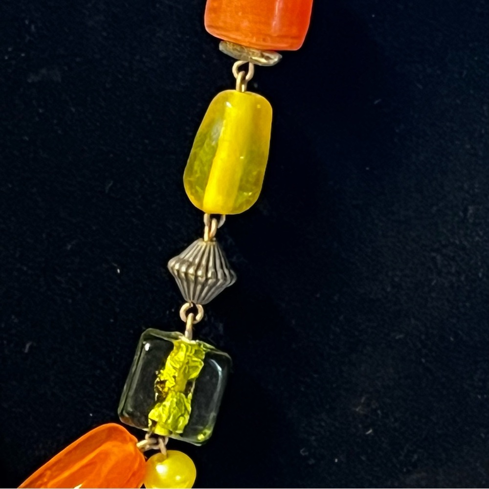 Vintage Aris by Treska 70’s Glass Bead Necklace Bohemian Artsy Minimalistic - Picture 3 of 6